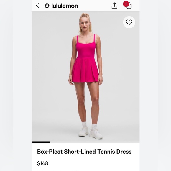 NWOT Box-Pleat Short Lined Tennis Dress in color passion - Picture 1 of 11